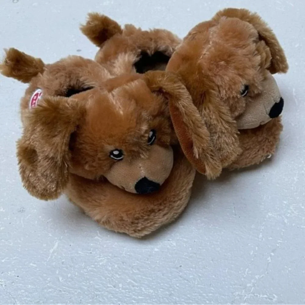 Build A Bear Dog Slippers Kids Small Puppy Dog Stuffed Animal Cozy Comfort Soft